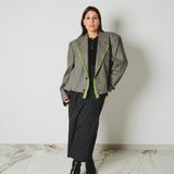 400 ARMANI double-breasted grey jacket with silver rhinestones in pure lightweight virgin wool with rhinestone illustration and colours - Size 50