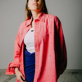 Camicia Vintage corallo re-made personalizzata con strass cangianti