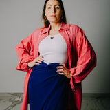 Camicia Vintage corallo re-made personalizzata con strass cangianti