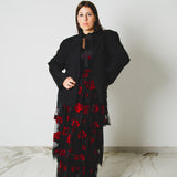 720 - NOIR SPARK – Blazer Crop Vintage in Pura Lana Vergine con Strass TG 52