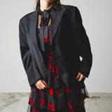 720 - NOIR SPARK – Blazer Crop Vintage in Pura Lana Vergine con Strass TG 52