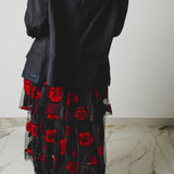 720 - NOIR SPARK – Blazer Crop Vintage in Pura Lana Vergine con Strass TG 52