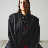 720 - NOIR SPARK – Blazer Crop Vintage in Pura Lana Vergine con Strass TG 52
