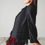 720 - NOIR SPARK – Blazer Crop Vintage in Pura Lana Vergine con Strass TG 52