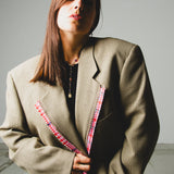 721 - PINK EDGE – Blazer Crop Vintage In cotone e  Lana Vergine Tg 56
