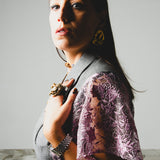 723- Gilet Vintage Principe di Galles con Pizzo Rosa – One of a Kind Tg 56