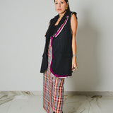 725- Gilet Vintage Gessato con Rever Ricamato – One of a Kind Tg 48