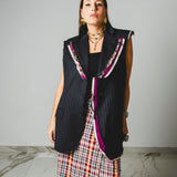 725- Gilet Vintage Gessato con Rever Ricamato – One of a Kind Tg 48