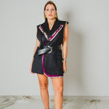 725- Gilet Vintage Gessato con Rever Ricamato – One of a Kind Tg 48