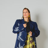 727- Giacca Vintage Blu Dipinta a Mano con Strass – One of a Kind Tg 56