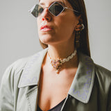 Chocker 100% Handmade con base in passamaneria panna e cuore ricamato all'interno