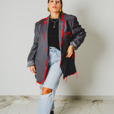 400 ARMANI double-breasted grey jacket with silver rhinestones in pure lightweight virgin wool with rhinestone illustration and colours - Size 50