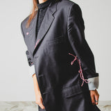 400 ARMANI double-breasted grey jacket with silver rhinestones in pure lightweight virgin wool with rhinestone illustration and colours - Size 50