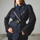 400 ARMANI double-breasted grey jacket with silver rhinestones in pure lightweight virgin wool with rhinestone illustration and colours - Size 50