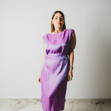 73 ROBI dress - Vestito sartoriale ampio con chiusura multiposizione in viscosa cangiante - pezzo unico