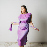 73 ROBI dress - Vestito sartoriale ampio con chiusura multiposizione in viscosa cangiante - pezzo unico