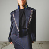 740 - BLUE FRINGE – Blazer Crop Vintage Blu Tg 54
