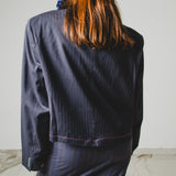 740 - BLUE FRINGE – Blazer Crop Vintage Blu Tg 54