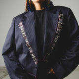 740 - BLUE FRINGE – Blazer Crop Vintage Blu Tg 54