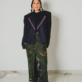 741 - TARTAN EDGE – Blazer Crop Vintage Blu con Rever a Quadri Tg 54