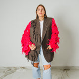 400 ARMANI double-breasted grey jacket with silver rhinestones in pure lightweight virgin wool with rhinestone illustration and colours - Size 50