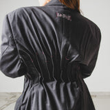 743 - Giacca Donna Vintage Upcycling Grigia Doppiopetto con Pinces Corsetto – Lana Super 100’s Tg 60