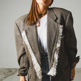 400 ARMANI double-breasted grey jacket with silver rhinestones in pure lightweight virgin wool with rhinestone illustration and colours - Size 50