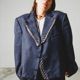 400 ARMANI double-breasted grey jacket with silver rhinestones in pure lightweight virgin wool with rhinestone illustration and colours - Size 50