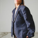 400 ARMANI double-breasted grey jacket with silver rhinestones in pure lightweight virgin wool with rhinestone illustration and colours - Size 50