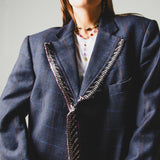 400 ARMANI double-breasted grey jacket with silver rhinestones in pure lightweight virgin wool with rhinestone illustration and colours - Size 50