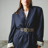 400 ARMANI double-breasted grey jacket with silver rhinestones in pure lightweight virgin wool with rhinestone illustration and colours - Size 50
