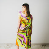 74 ROBI dress - Vestito sartoriale ampio con chiusura multiposizione in misto seta verde - pezzo unico