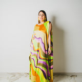 74 ROBI dress - Vestito sartoriale ampio con chiusura multiposizione in misto seta verde - pezzo unico