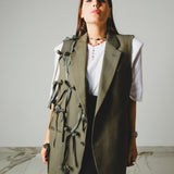 752 - Gilet Donna Vintage Upcycling Verde con Fiocchi – Pezzo Unico Le Peg