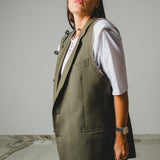 752 - Gilet Donna Vintage Upcycling Verde con Fiocchi – Pezzo Unico Le Peg