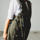 752 - Gilet Donna Vintage Upcycling Verde con Fiocchi – Pezzo Unico Le Peg