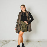 754 - Gilet Donna Vintage Upcycling Marrone a quadri con Fiocchi – Pezzo Unico Le Peg