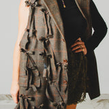 754 - Gilet Donna Vintage Upcycling Marrone a quadri con Fiocchi – Pezzo Unico Le Peg