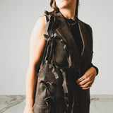 754 - Gilet Donna Vintage Upcycling Marrone a quadri con Fiocchi – Pezzo Unico Le Peg