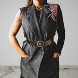400 ARMANI double-breasted grey jacket with silver rhinestones in pure lightweight virgin wool with rhinestone illustration and colours - Size 50