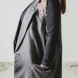 400 ARMANI double-breasted grey jacket with silver rhinestones in pure lightweight virgin wool with rhinestone illustration and colours - Size 50
