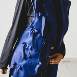 771 - Gilet vintage blu in pura lana vergine con fiocchi – Tg 48