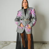 772 - Giacca Vintage Upcycling Oliver Valentino in Pura Lana – Dipinta a Mano con Strass | Tg 50