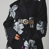 774 - Giacca nera vintage Marzotto Super 100’s – Hand Painted tg 56/58 dipinta a mano
