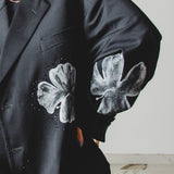 774 - Giacca nera vintage Marzotto Super 100’s – Hand Painted tg 56/58 dipinta a mano
