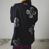 774 - Giacca nera vintage Marzotto Super 100’s – Hand Painted tg 56/58 dipinta a mano