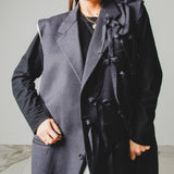 792 – GREY BOWS | Gilet Vintage Grigio Gessato in Pura Lana Vergine con Fiocchi – Tg. 60