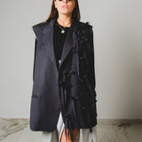 792 – GREY BOWS | Gilet Vintage Grigio Gessato in Pura Lana Vergine con Fiocchi – Tg. 60