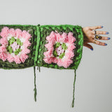 Cardigan Grace - couture artigianale in pura lana verde e rosa – Pezzo unico