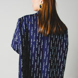 FUCHSIA JACQUARD BOMBER STYLE JACKET - REVERSIBLE IN BLACK VELVET FABRIC - CONTRASTING POCKETS